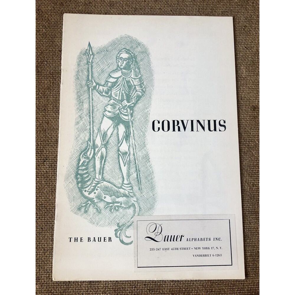 Vintage 1960s Bauer Alphabets Corvinus Font Printing Typeset Sample Booklet NYC